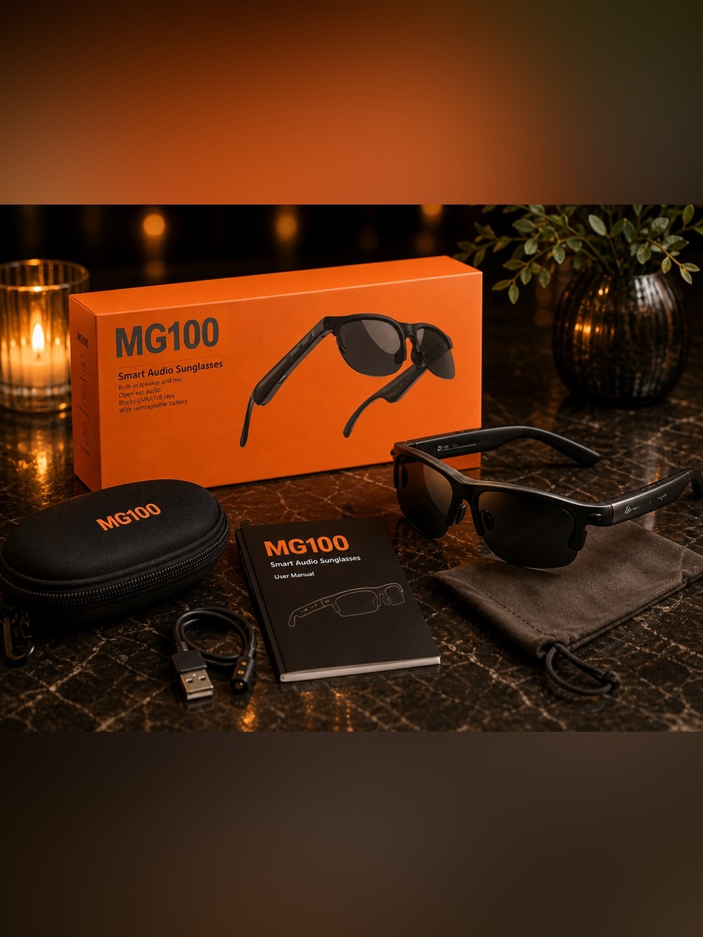 MG100 Smart Audio Sunglasses in Black